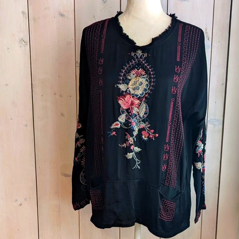 Johnny Was Leela satin blouse